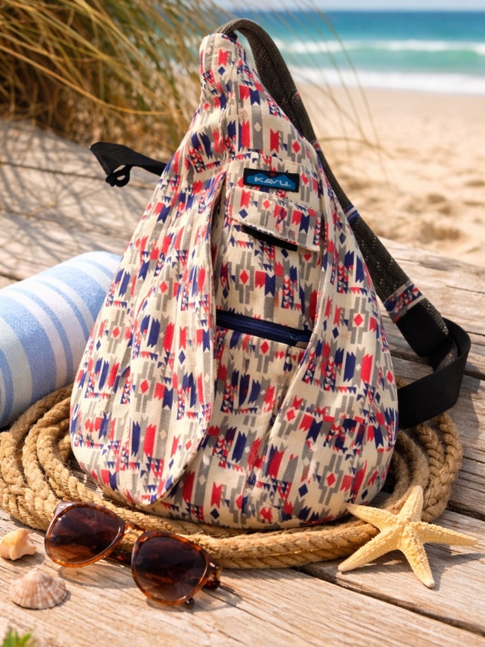KAVU Rope Sling Backpack Southwestern Aztec